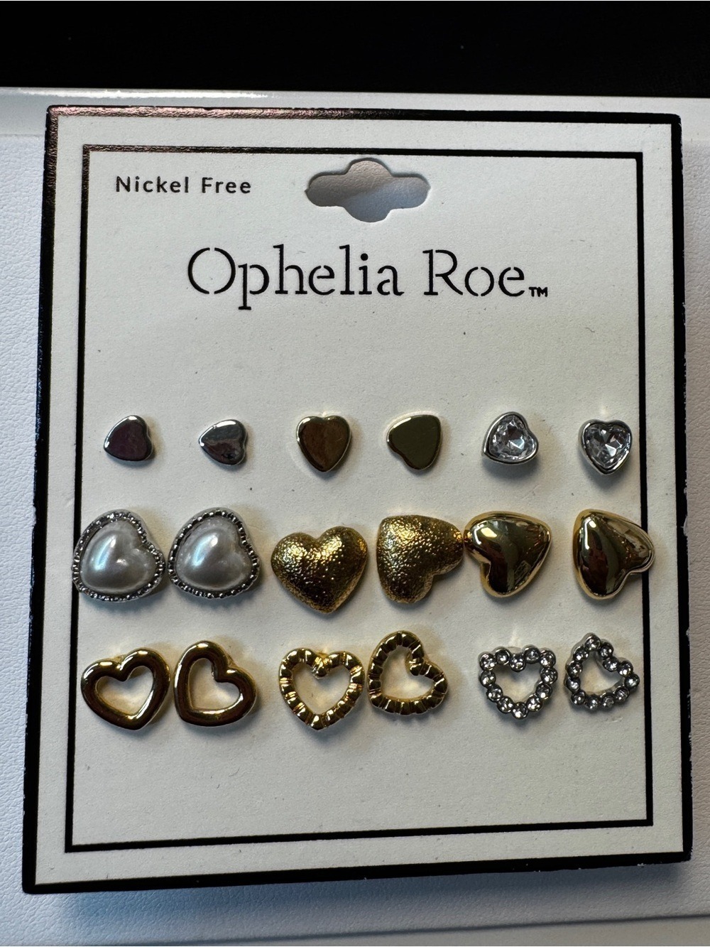 Ophelia Roe Heart Stud Earring Set in Gold and Silver